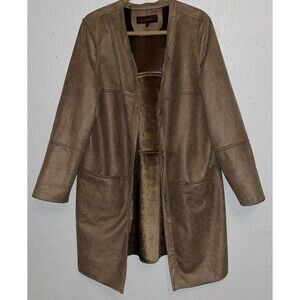Hal Rubenstein Faux Suede Trench Coat Women Sz 1X Beige